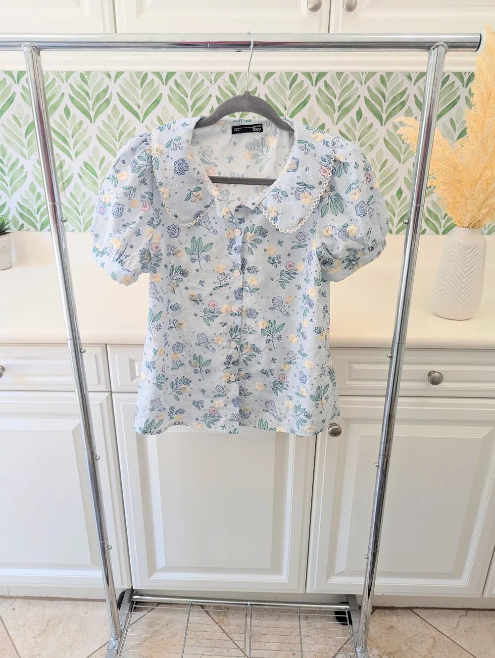 Dazy Floral Pastel Peter Pan Collar Blouse Spring Medium - Picture 3 of 10